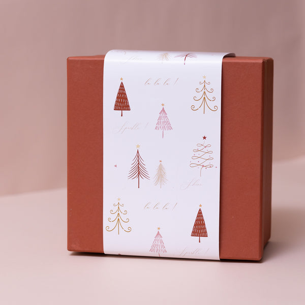 Christmas Rust Orange Gift Box with Autumn Tree Sleeve