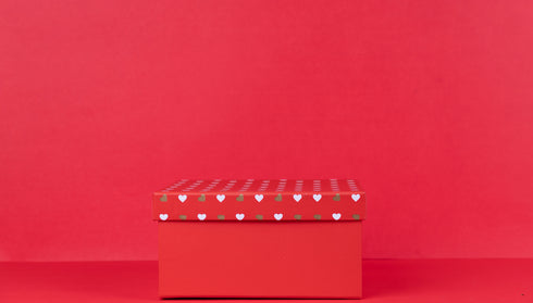 Red Heart Print Gift Hamper Box